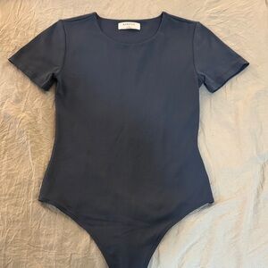Babaton: Dark Blue Short Sleeve Bodysuit